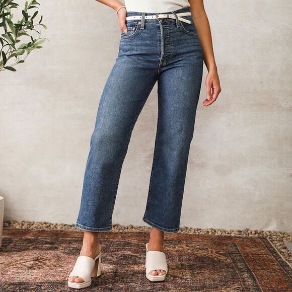 NWT Levi’s Ribcage Straight Jeans Size 29 | 8 in Summer Slide Ankle Medium Wash - Picture 1 of 16